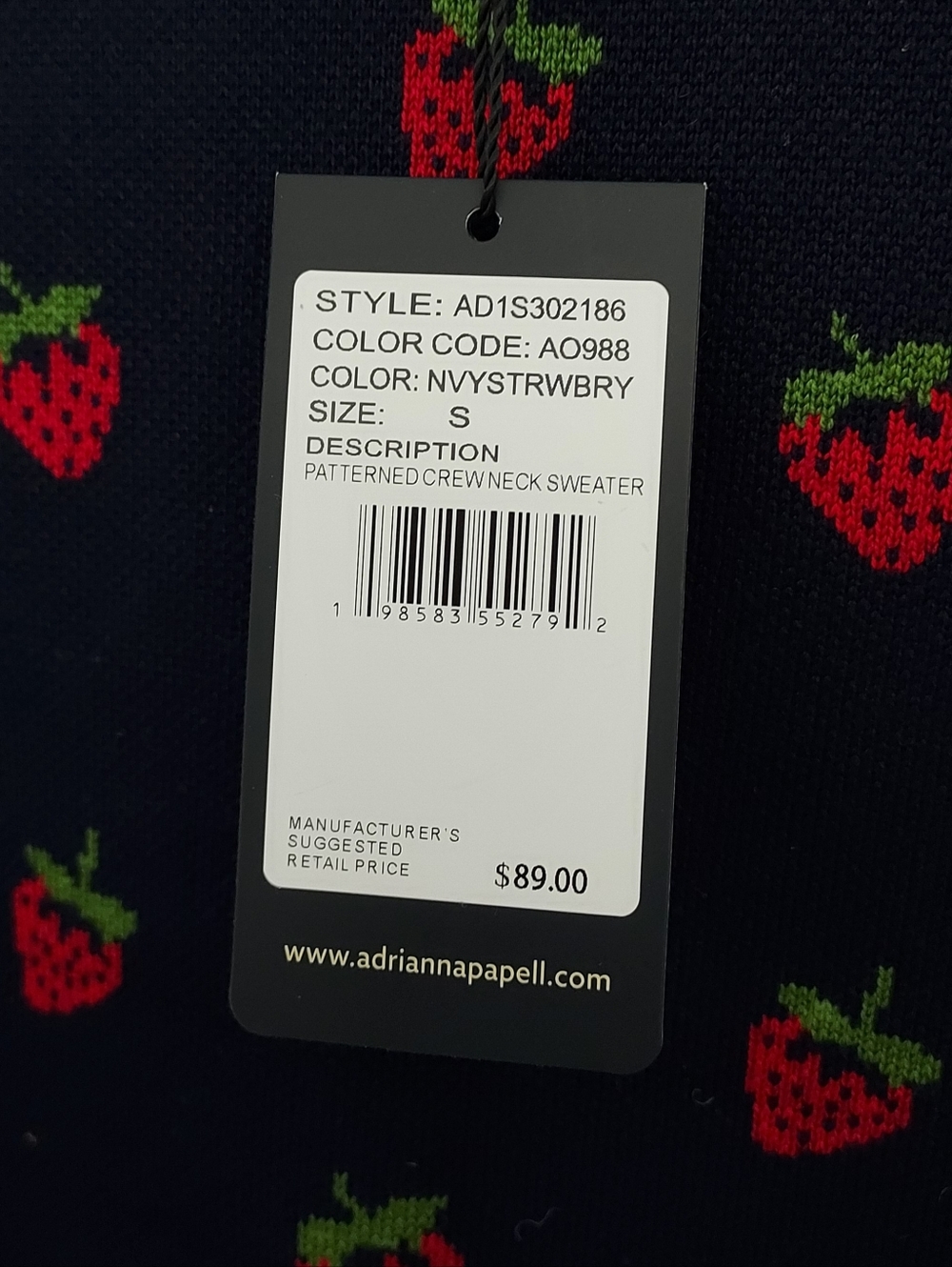 Adrianna Papell Strawberry Motif Short Sleeve Sweater Size Small NEW NWT Retro - Picture 10 of 12
